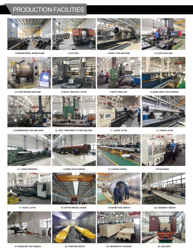 탄소 강철 이중 작용 공학 수압 실린더 ISO9001 인증 9